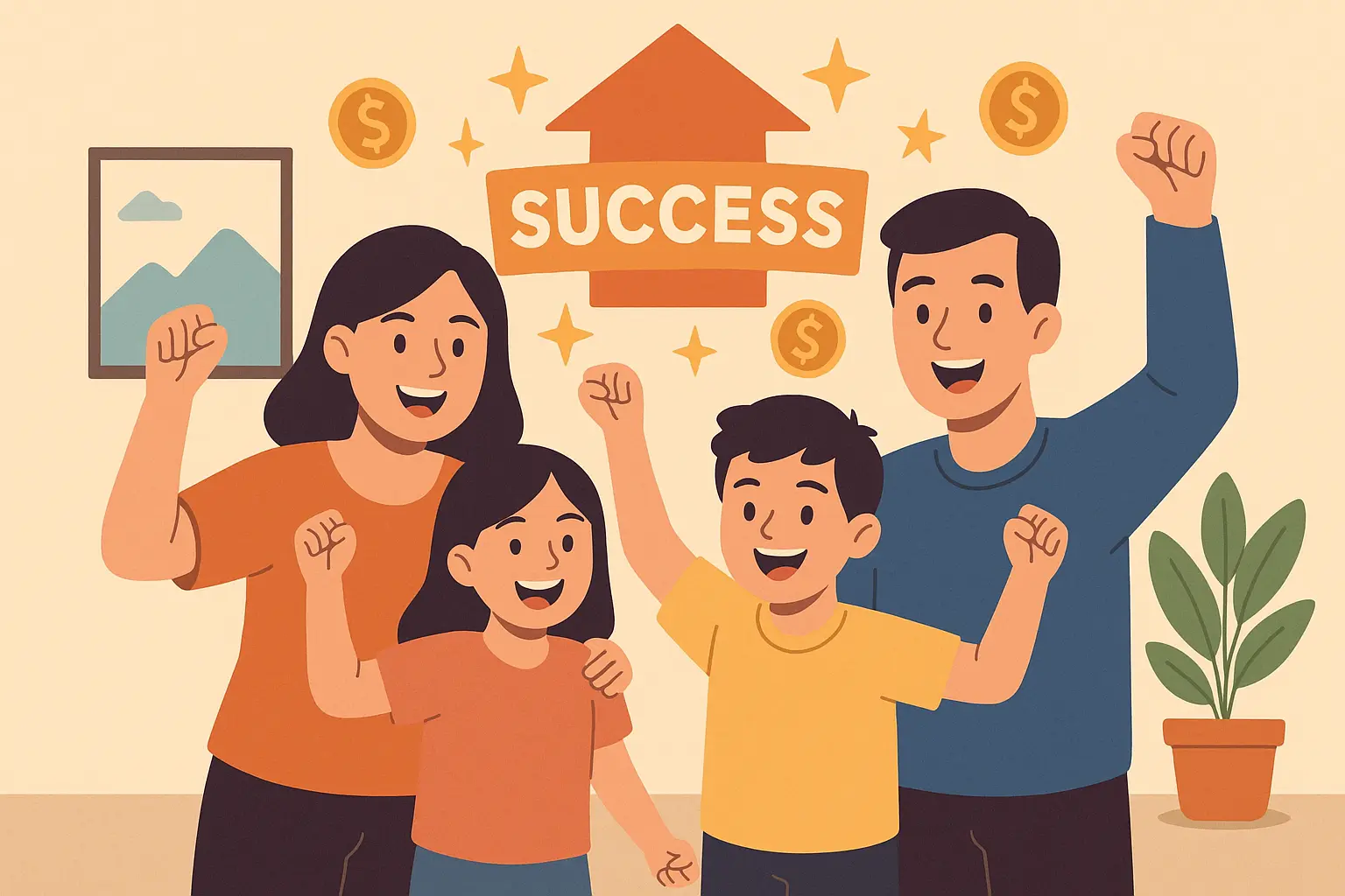 Successful family enjoying financial security